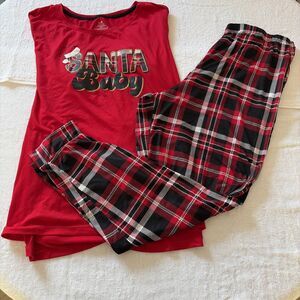 Secret Treasures Women Xl Christmas “Santa Baby”Pajamas Set Gift Red Black Gold